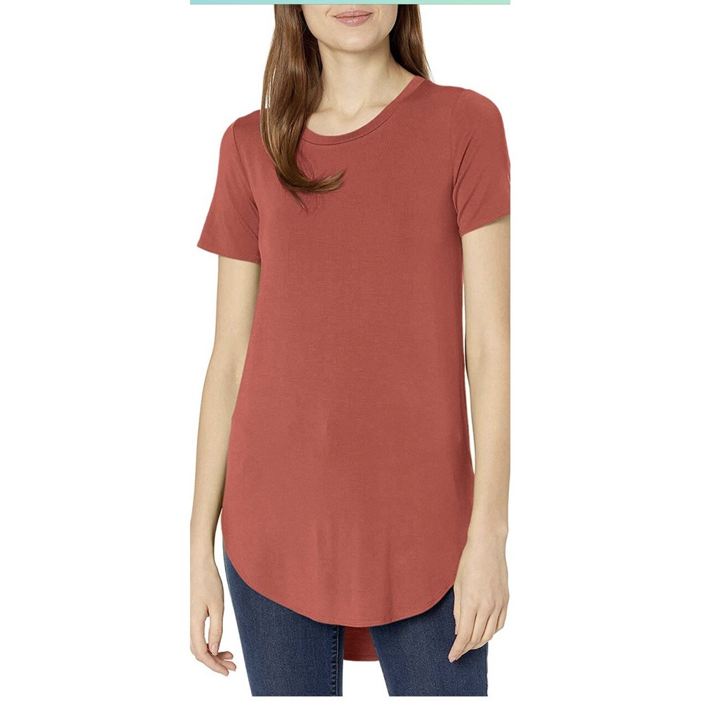 Daily Ritual Women's Brick Red Jersey Standard-Fit Ballet-Back T-Shirt Dress xs